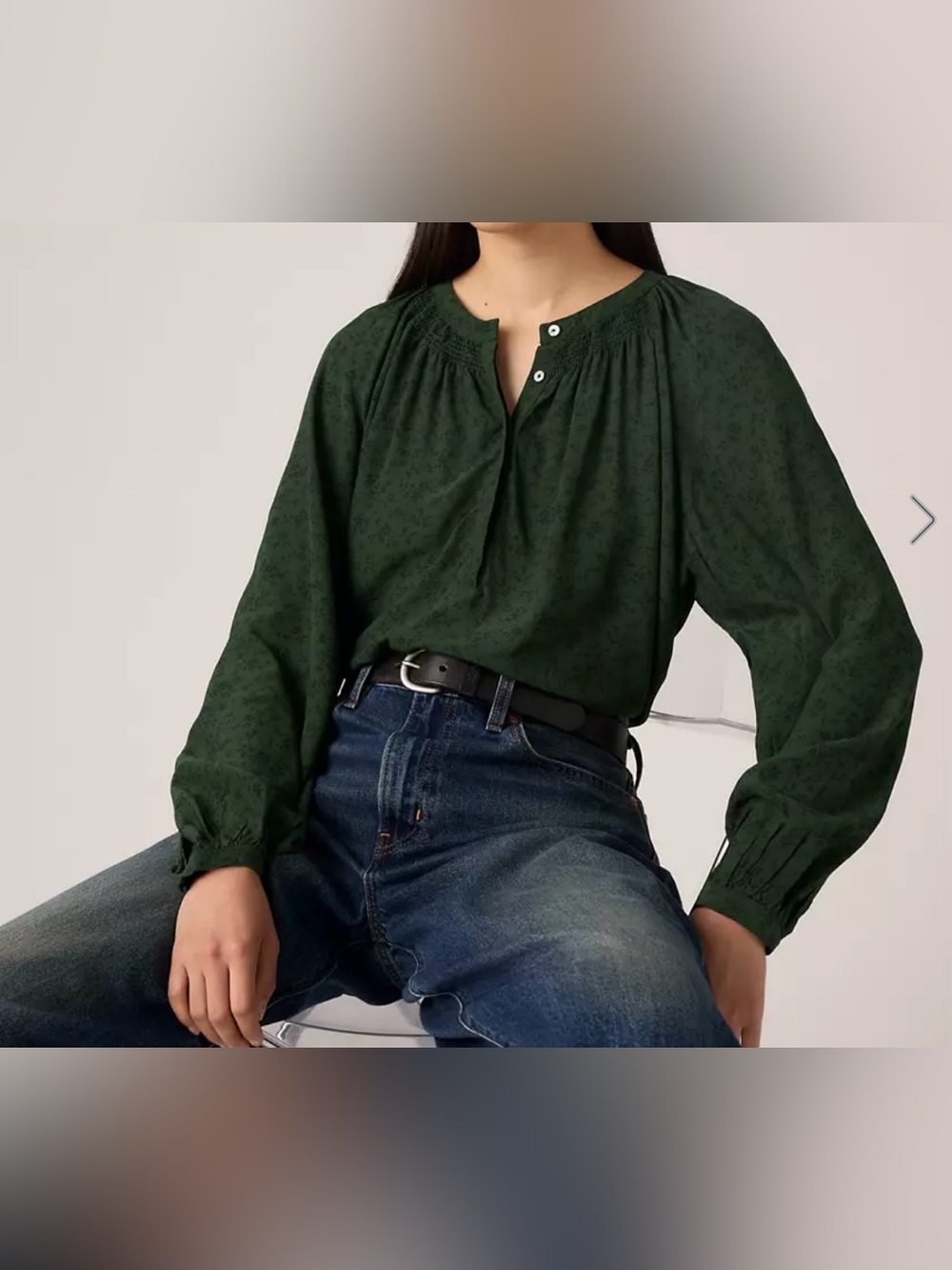 Levi’s Estelle Long-Sleeve Blouse Size XL Green Lightweight Spring Summer Fall